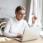 Woman senior on laptop